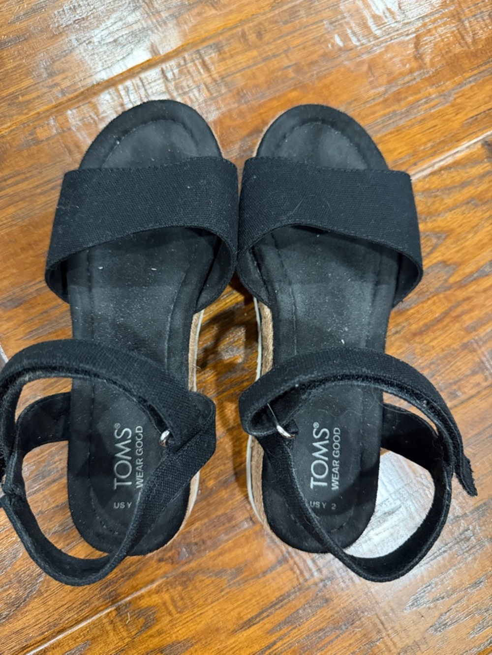 TOMS Black Canvas Ankle Strap Sandals